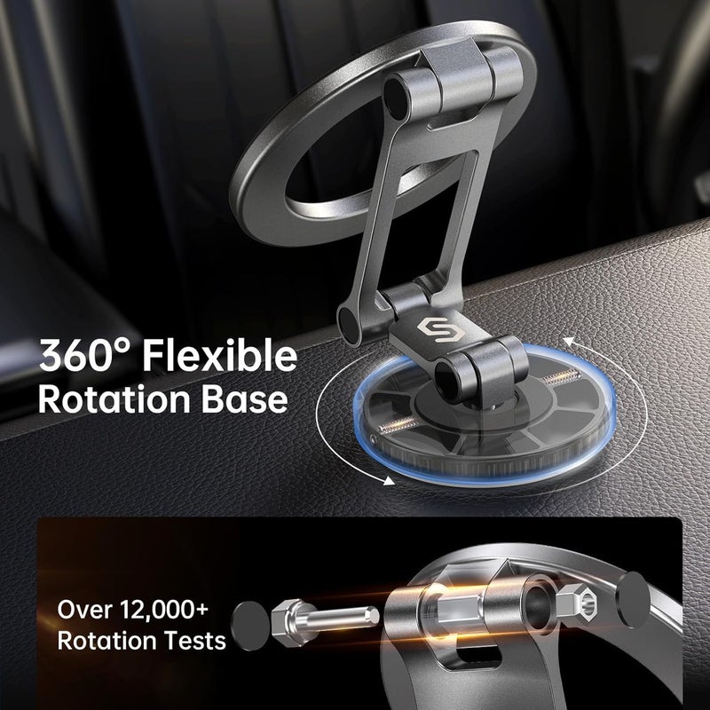 Syncwire Fits MagSafe Car Mount, [All-Metal] Magnetic Phone Holder for Car, [Flexible Three-axis] 360° Rotation Magnetic Car Mount Strong Magnets Car Phone Holder for iPhone 17 16 15 14 Pro Max - Image 2